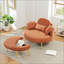 Fauteuil en velours côtelé avec repose-pieds-108743755
