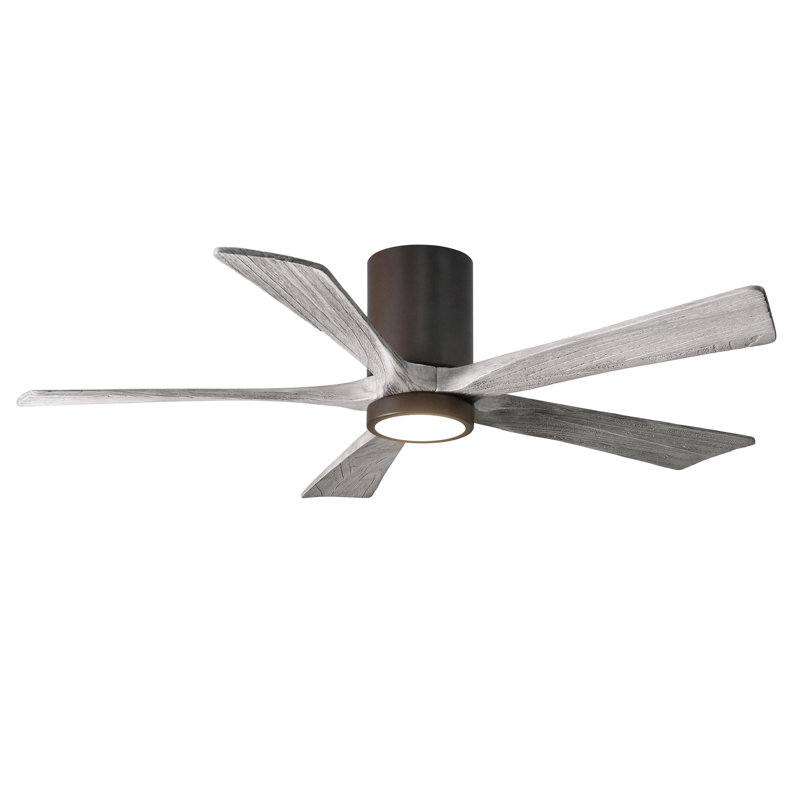 Irene Flushmount Light Kit 5 Blade LED Ceiling Fan, Barn Wood Tone, Textured Bronze, 52"