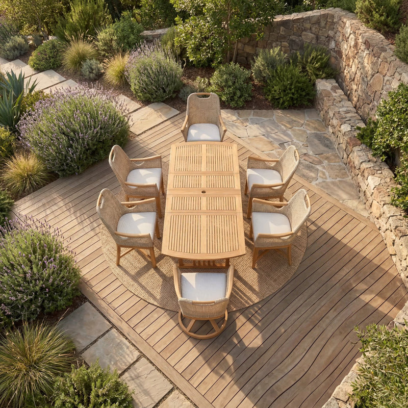 Teak Patio Dining Set with Extendable