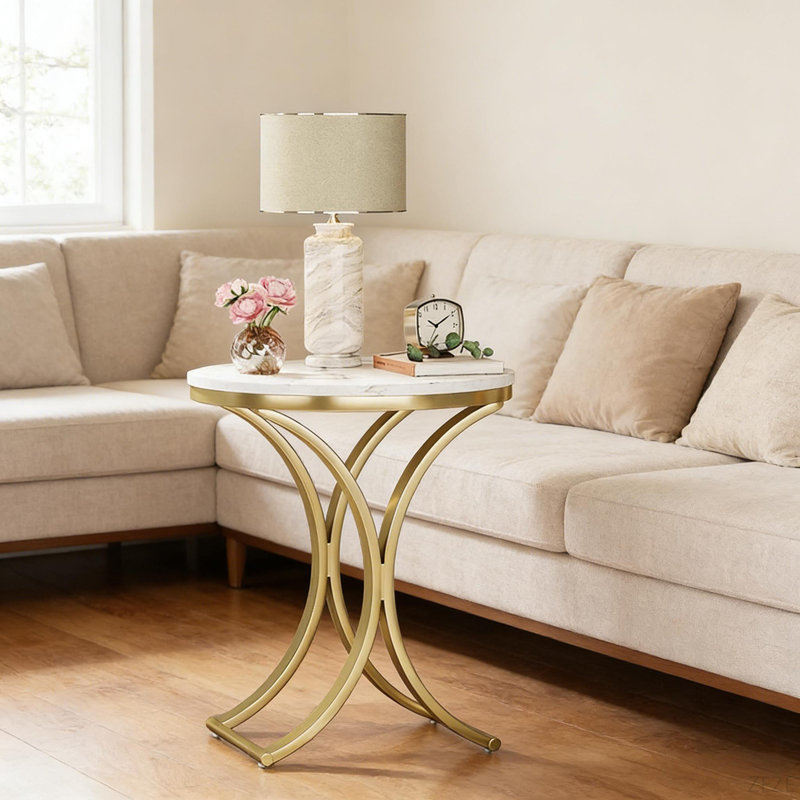 Table d'appoint pour canapé polyvalente, table de bout ronde chic, table basse étroite