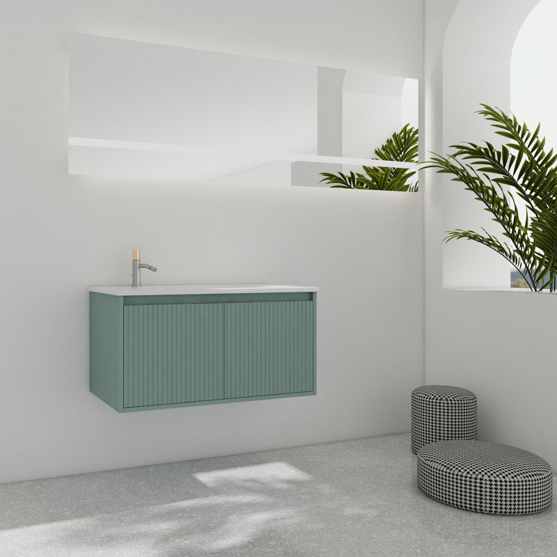 Meuble-lavabo flottant 36 po avec lavabo en résine
