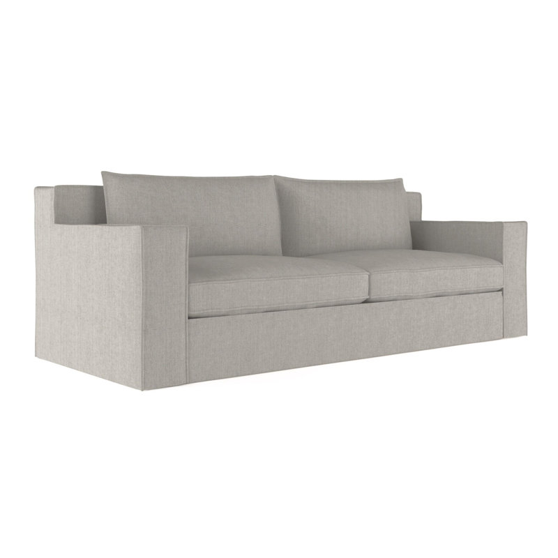 Mulberry Square Track-Arm Sofa with Flange Seam, Box Weave Linen Silver Streak, 33" H x 108" W x 45" D, Weathered