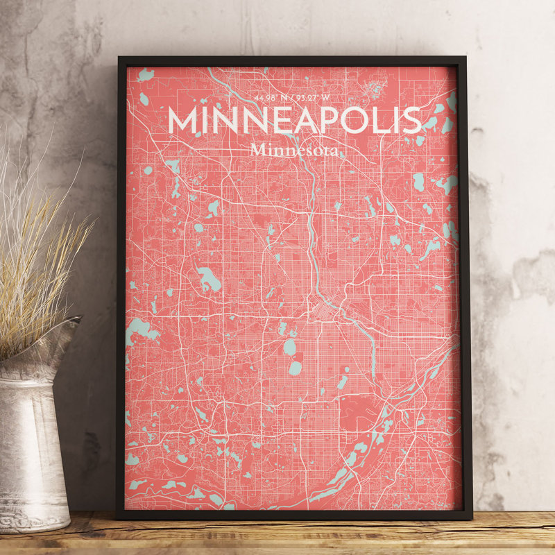 Minneapolis City Map - No Frame Print, 61 cm H x 45.7 cm W x 0.1 cm D