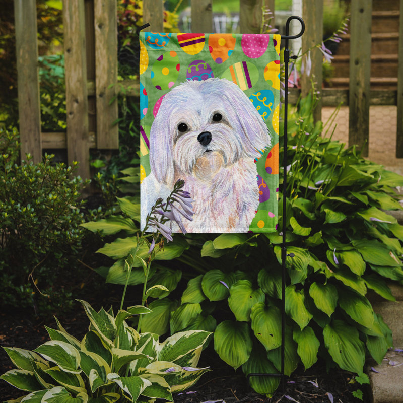 Drapeau de jardin Atara, Bichon maltais (blanc et mauve)