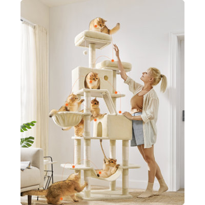 Cat Tree with 13 Scratching Posts, Multi-Level Plush Cat Condo