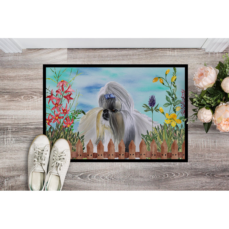Tapis de porte extérieur antidérapante avec ressorts shih tzu, Rectangle 24 po x 36 po
