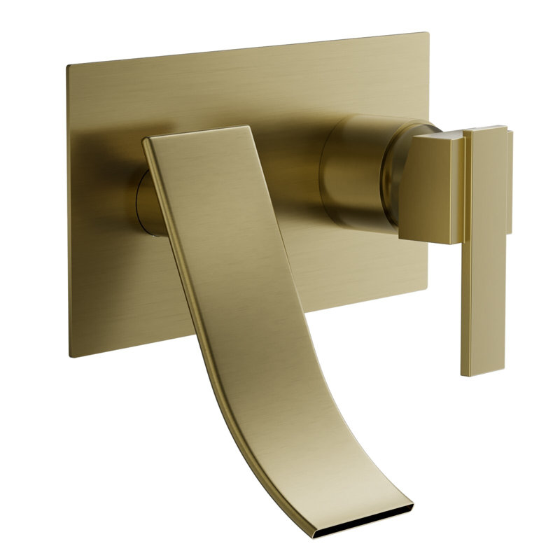 Waterfall Wall-Mounted Single-Handle Modern Bathroom Faucet , Brushed Gold
