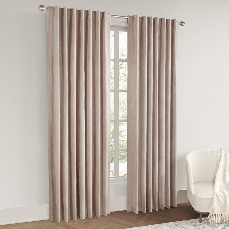 Chenille Blackout Back Tab Curtain Pair(2 panels), Coffee, 52" W x 84" L