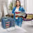 Sorbus Large Storage Box 2-Compartment Foldable with Window & Handles 2 Pack in Blue