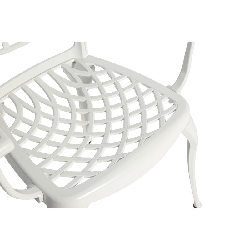 Ensemble bistro de patio 3 pièces en aluminium moulé - Table et chaises résistantes aux intempéries, coussin blanc pour des moments agréables à l'extérieur sous la rouille - Porche