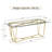 Armendariz Coffee Table with Glass Top and Gold Metal legs, Rectangle Cocktail Table