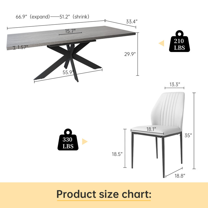 Geigle Extendable Dining Table Set (1 Table, 6 Chairs)