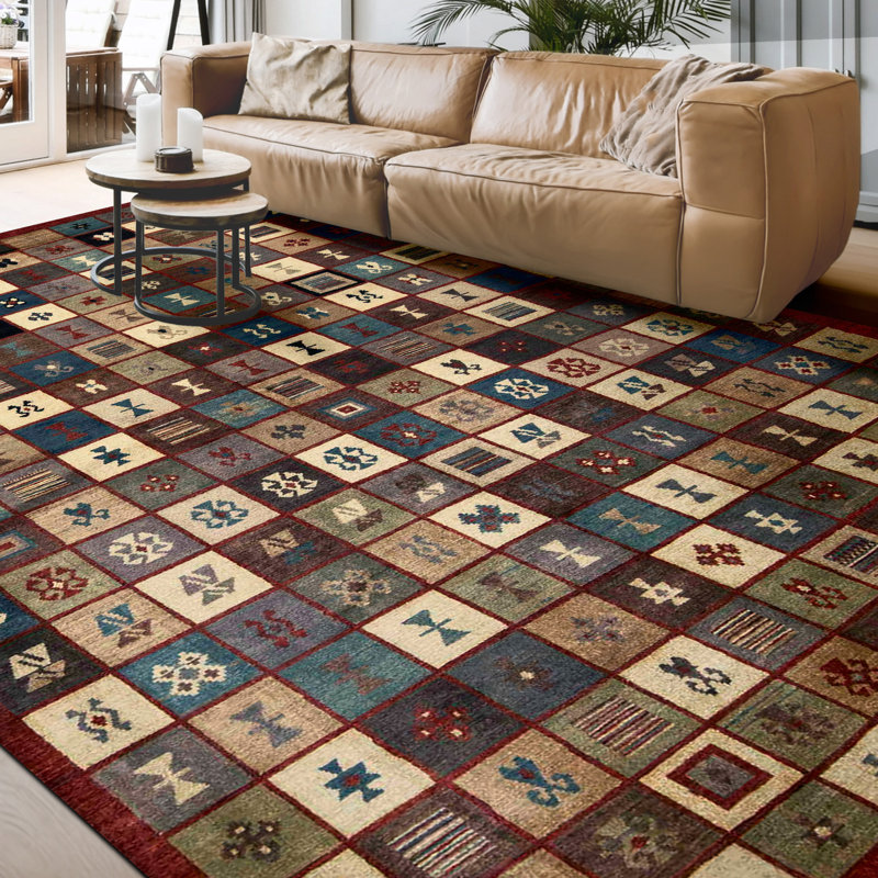Wool Geometric Area Rug in Brown/Taupe