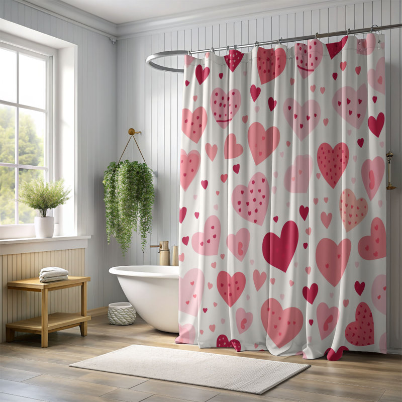 Heart Whimsy - Premium Shower Curtain, 74"H x 71"W