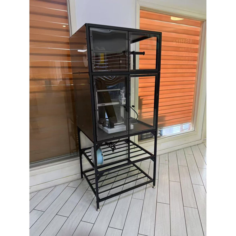 Armoire pour imprimante 3D avec support de rangement pour filament pour imprimante 3D à double couche, barre de filament en forme de T et anti-bruit, conception anti-poussière, convient pour le studio, le rangement de bureau et l'organisation