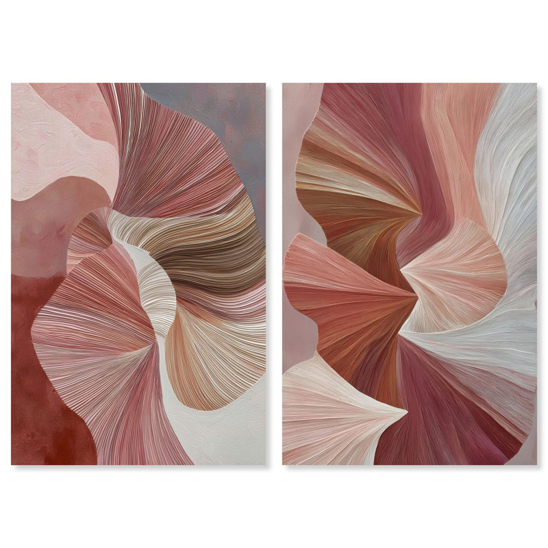 Blush ribbons set Canvas Print Abstract Boho Art Set by Art Remedy, Silver Frame, 16 x 24, 54" H x 36" W