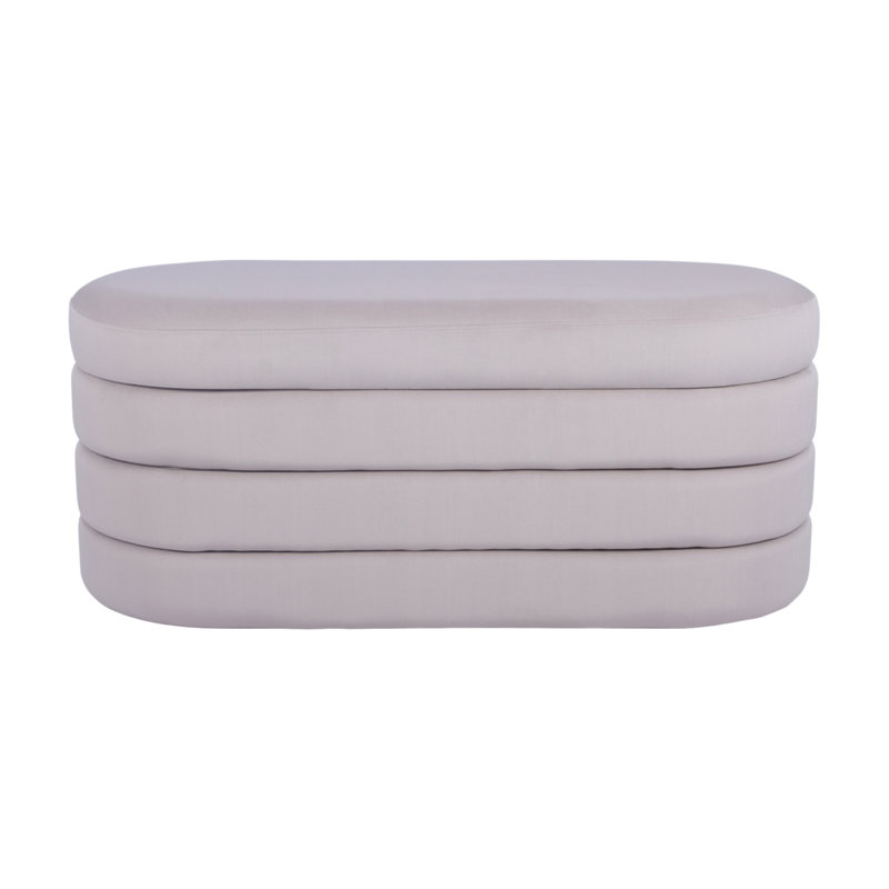 Banc avec rangement en velours taupe