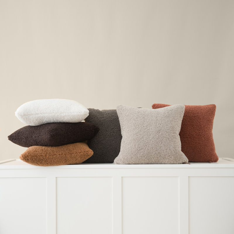 Evergrace Glazed Ginger Sherpa Square Throw Pillow 20x20