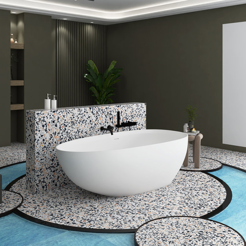 71'' x 35.4'' Freestanding Soaking Solid Surface Bathtub