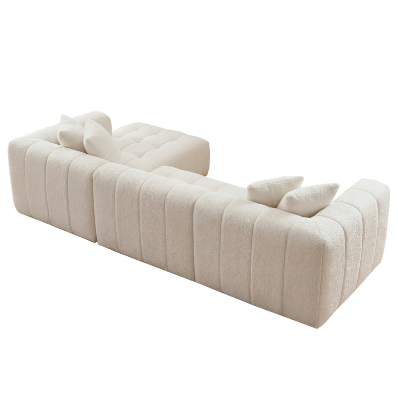 107.9"Cloud Modular Sectional Sofa Couch With L-Shape Chaise,Modern Minimalist Upholstered Couches For Living Room Bedroom,Deep Seat Corner Couch,No Assembly Required