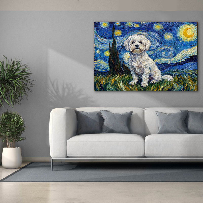  «Maltese Starry Night» par Rich Monet, art mural sur toile, 60 po x 40 po, 60 po x 40 po