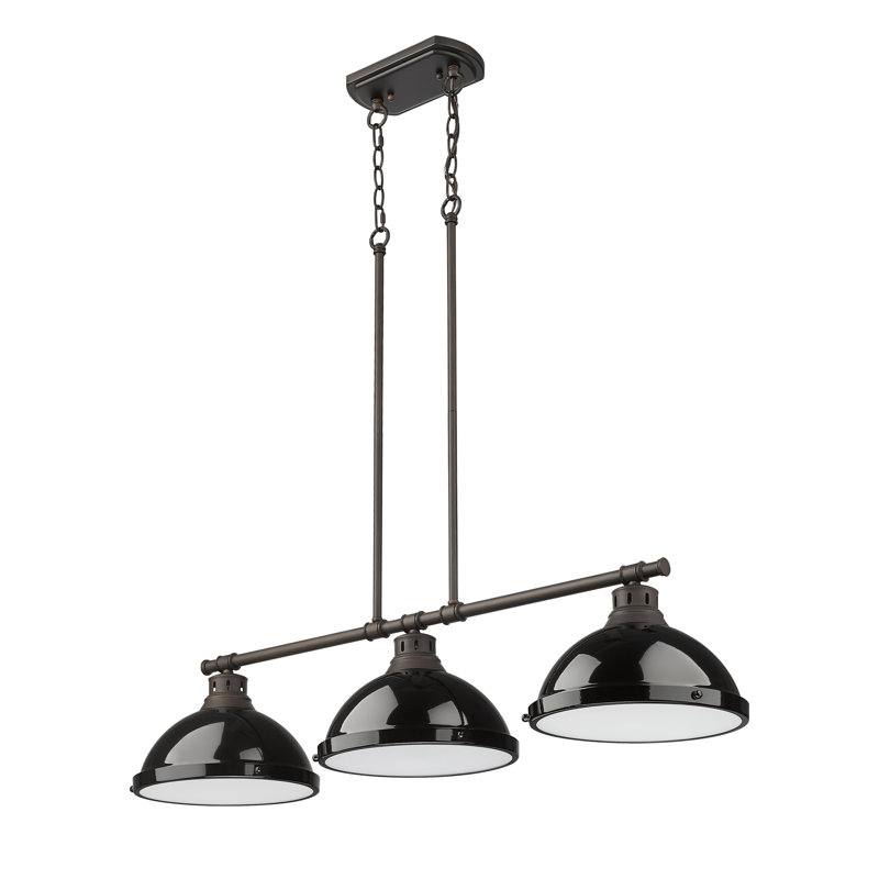 Laramy 3-Light Linear Pendant, Black, Rubbed Bronze