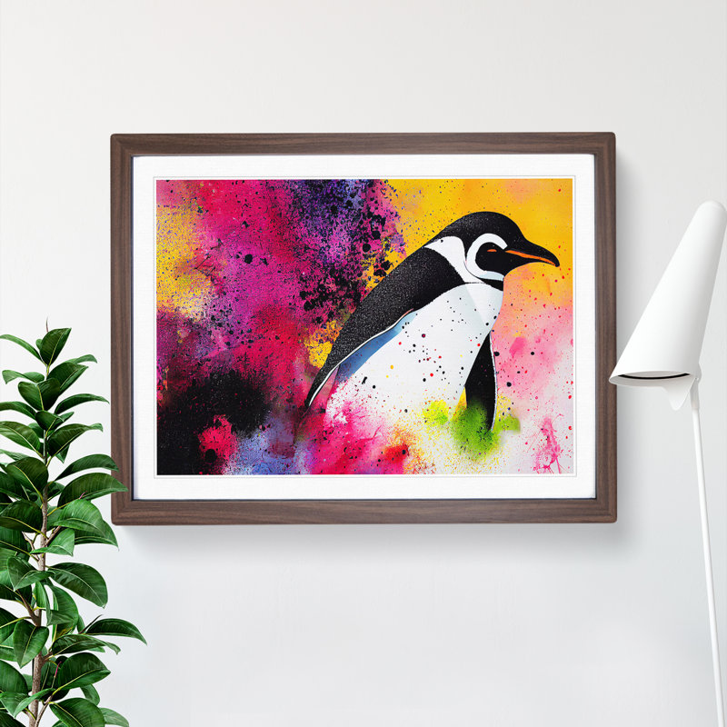 Penguin Splash Vol.1 Abstract - Framed Print, 46cm H x 64cm W x 2cm D, Walnut