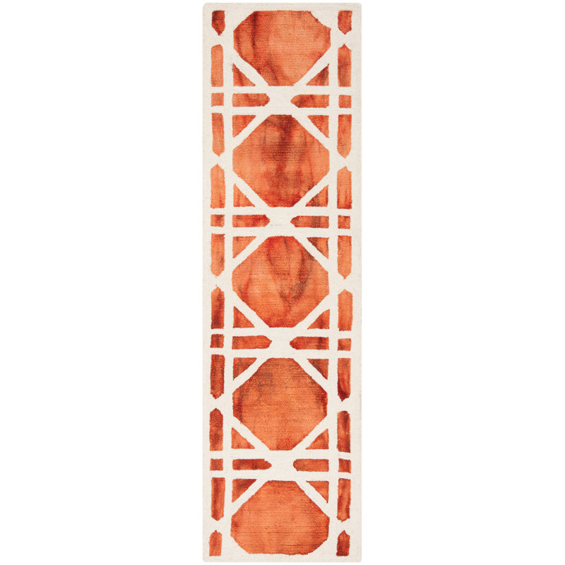 Tapis géométrique en laine touffeté à la main Whit, Tapis de couloir 2 pi 3 po x 8 pi