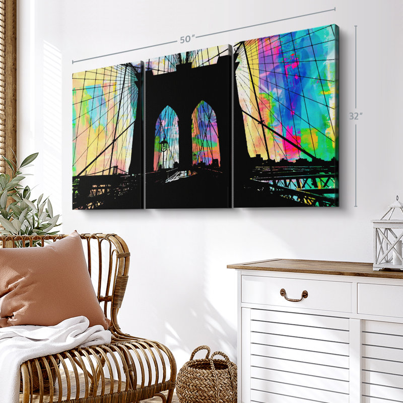 Impression sur toile Brooklyn Bridge I, H 32 po x l 50 po x P 1,25 po