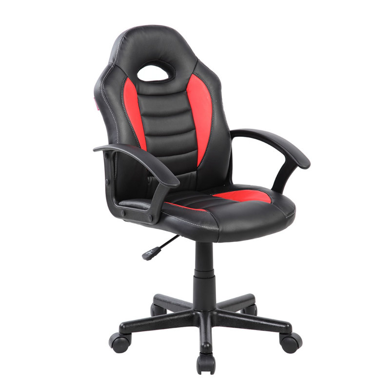 Red Kids Racer Style Gaming Chair With Techniflex Upholstery & Adjustable Height