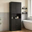 Armoire de cuisine de 72 pouces de hauteur en acier noir avec grand comptoir, tablettes réglables et crochets-133394580