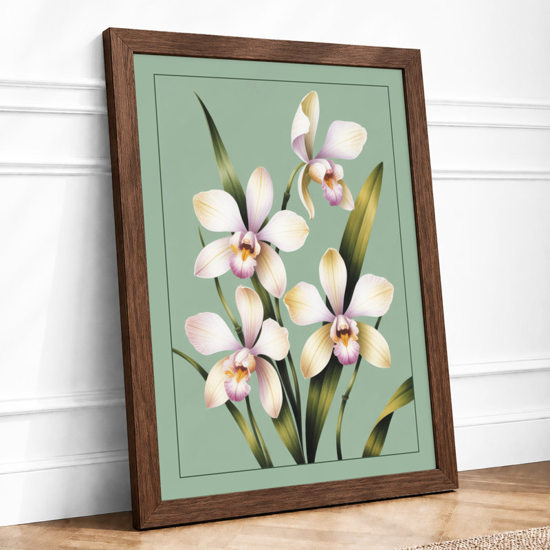 Orchid Study In Bloom Botanical - Print, Walnut, A1 - 84.1 x 59.4 cm
