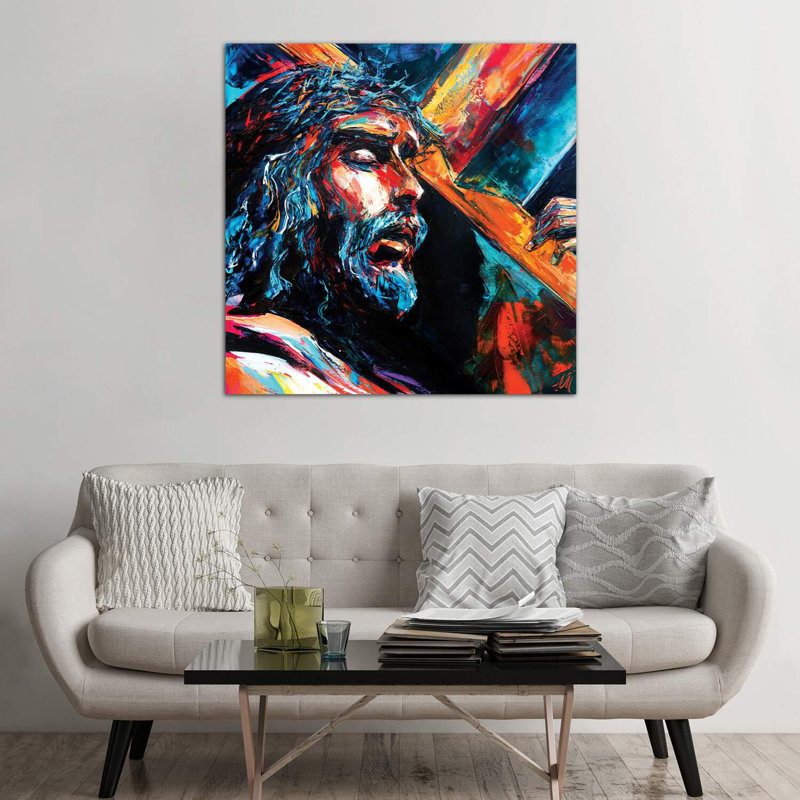 «Jesus Christ» - Impression encadrée sur papier, Toile tendue, H 48 po x l 48 po x 1,5 po