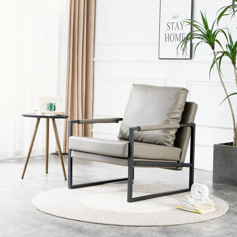 Chaise d'appoint Industrial, Similicuir gris pâle