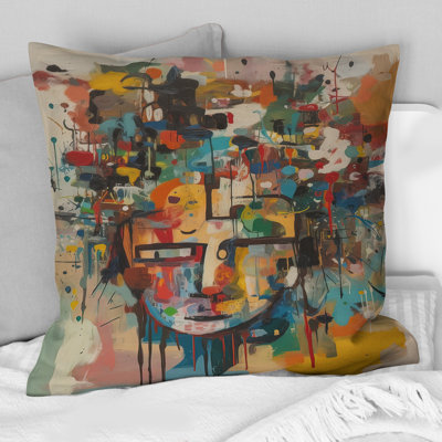 Portrait abstrait II - Coussin abstrait à encre liquide