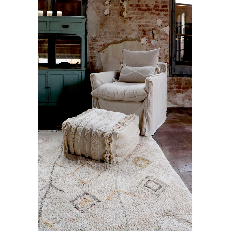 Kaarol Earth Cotton Moroccan Area Rug in Olive/Soil Brown/Ivory, Rectangle 4'7" x 6'7"