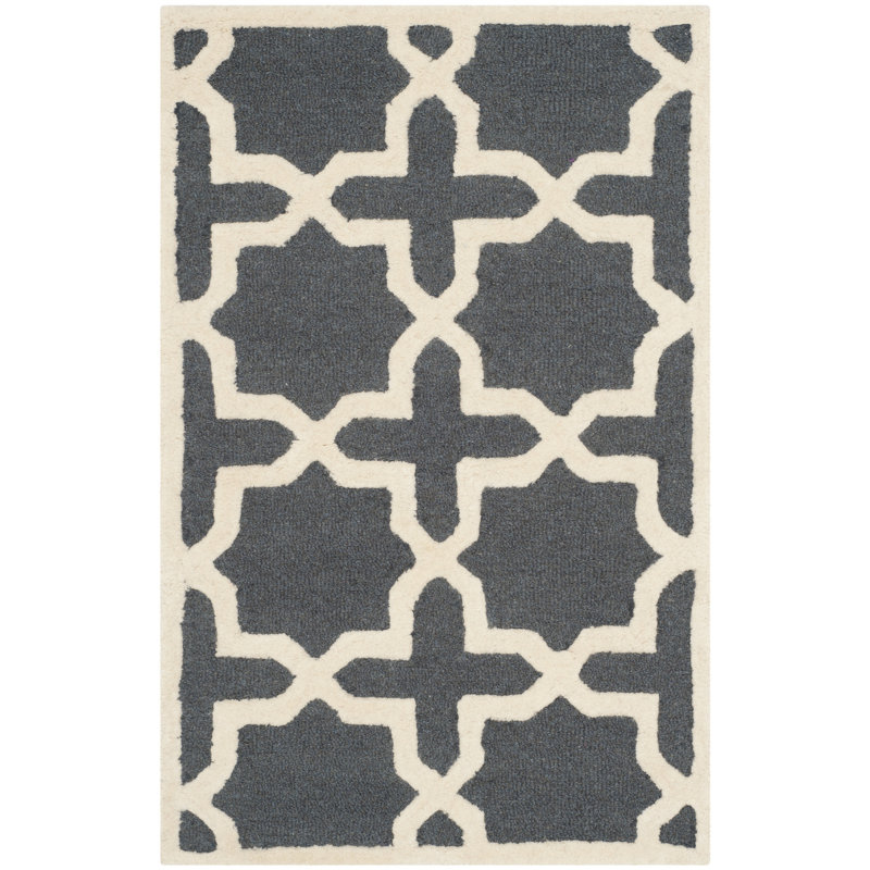 Igna Hand Tufted Wool Geometric Rug, Rectangle 4' x 6'