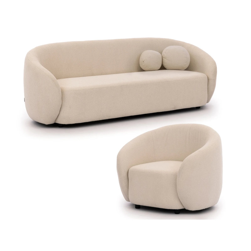 Roundi 2 - Piece Living Room Set, Cream White