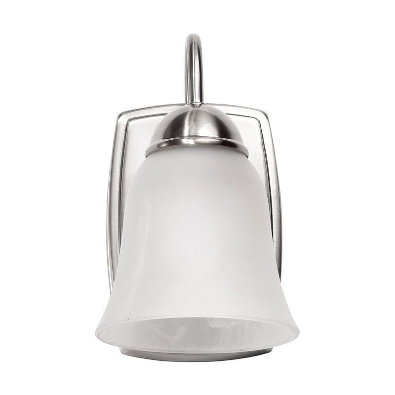 Elegant Alabaster Glass Vanity Sconce in Brushed Nickel, Dimmable