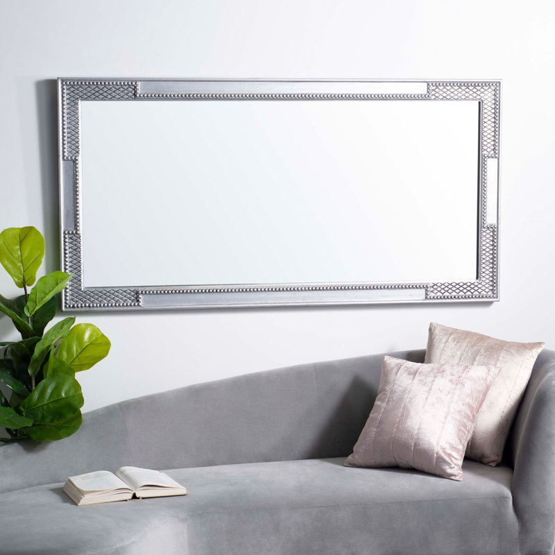 Engineered Wood Flat Wall Mirror, Silver