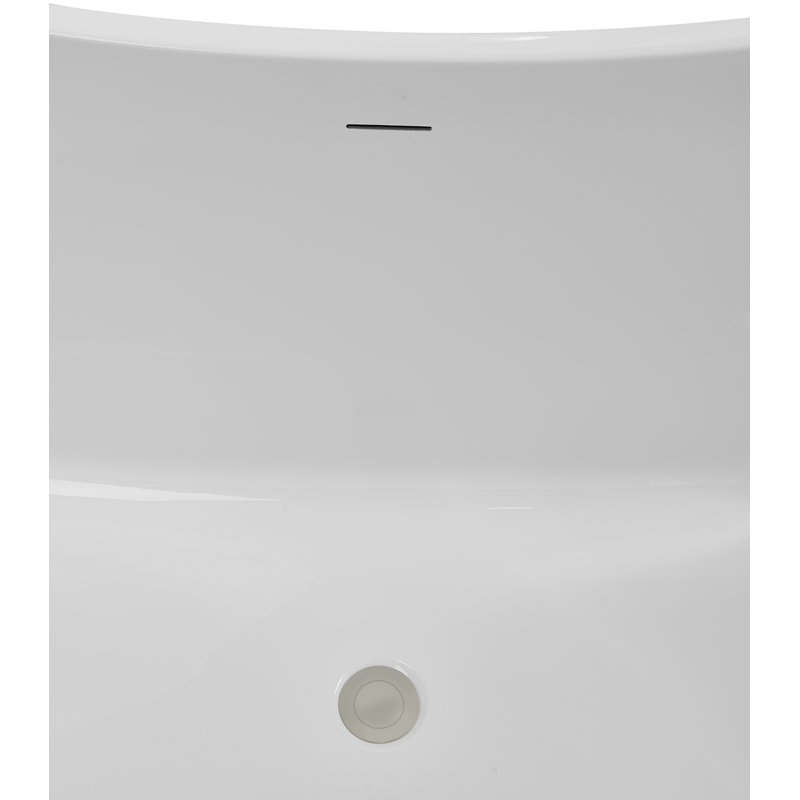 71" Streamline Soaking Freestanding Tub and Tray With Internal Drain, Brushed Nickel