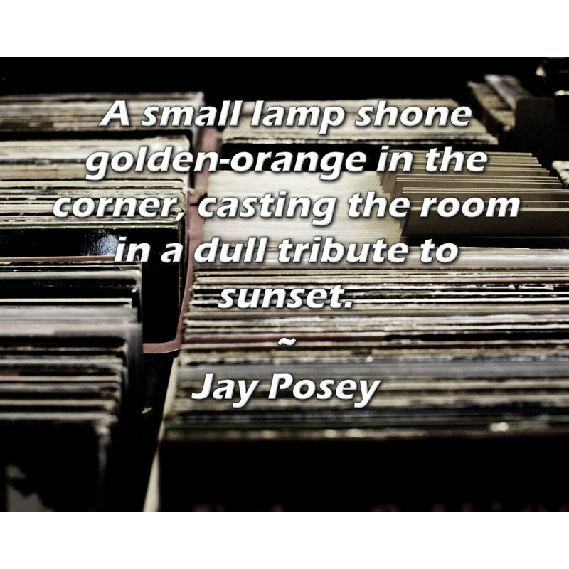 ArtsyQuotes Gallery Wrapped Canvas By Jay Posey: "A small lamp shone golden-orange in the corner, casting the room in a dull tribute to sunset."