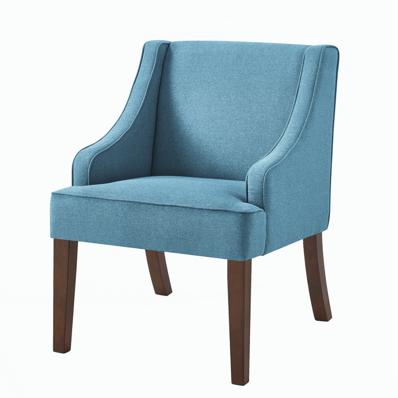 Chaise d'appoint Mid-Century moderne, Lin bleu clair