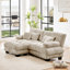 Canapé modulaire Cloud Couch pour le salon, canapé 2 places en chenille avec 2 coussins lombaires et 2 coussins décoratifs, canapé rembourré à accoudoirs larges avec repose-pieds convertible, café chenille clair