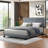 Linen Upholstered Platform Bed-1417458919-1417458918