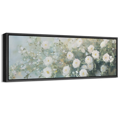 Œuvre printanière de fleurs blanches, photos murales botaniques florales vertes, impression numérique sur toile giclée sur toile