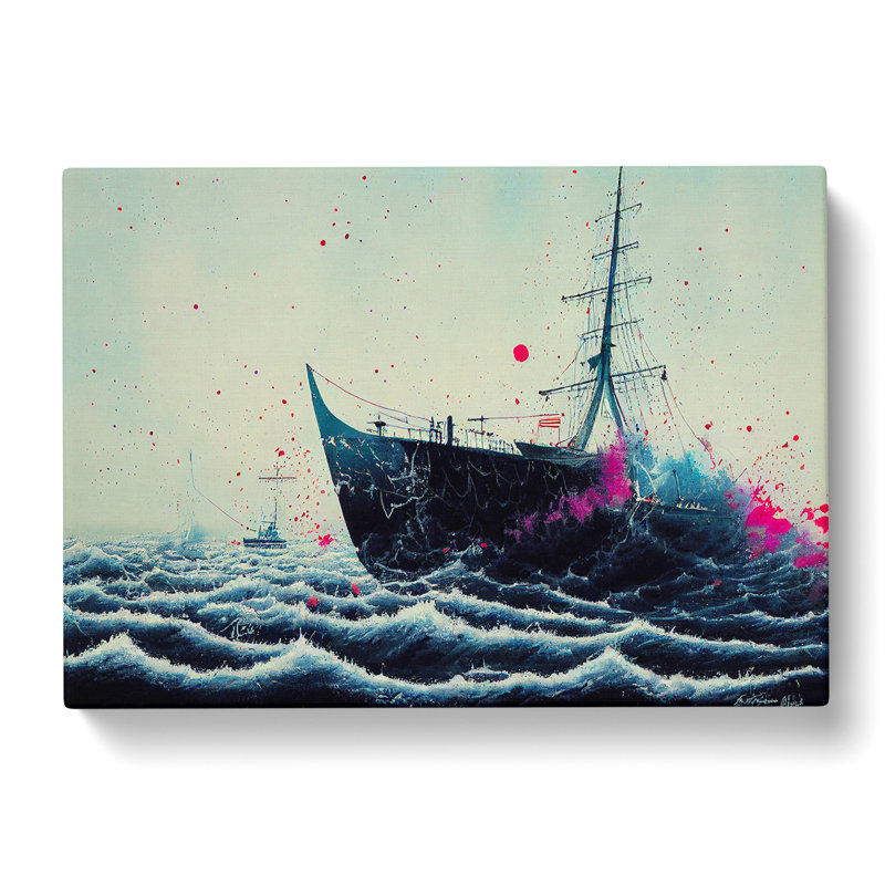 Ship Paint Splatter Abstract - Wrapped Canvas, 35cm H x 50cm W x 3cm D