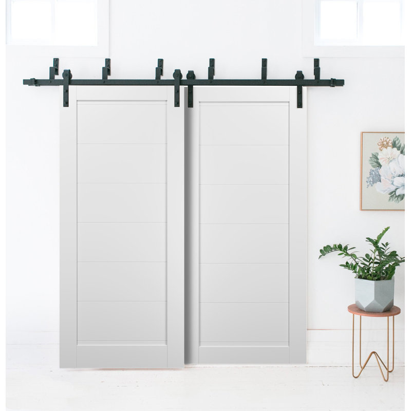 Portes blanches à panneaux coulissants Quadro, 64 po x 80 po