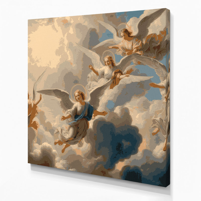 «Christmas Angels», art mural sur toile brune, H 8 po x l 8 po