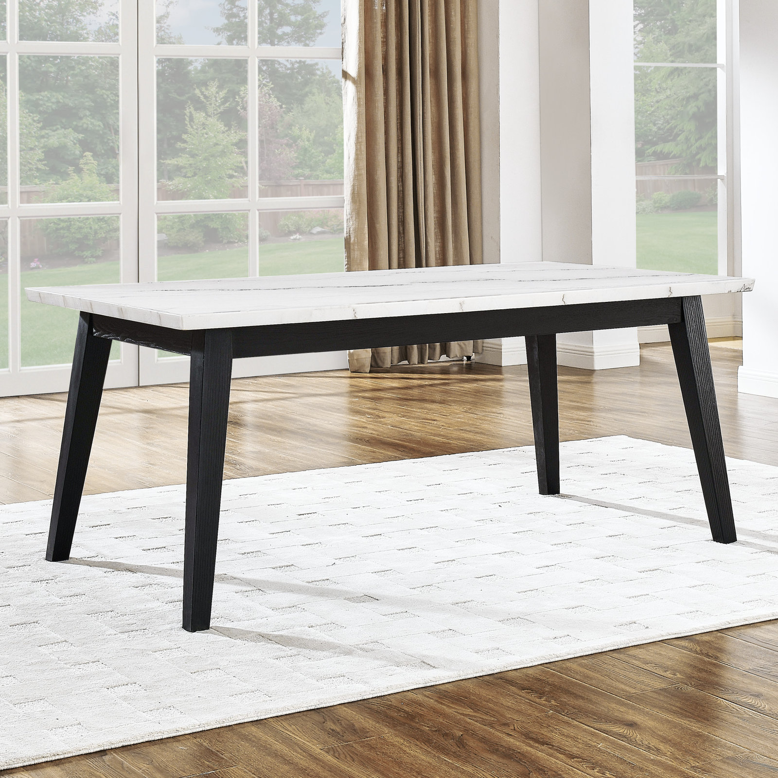 Lucia 72" Genuine Marble Dining Table, Black